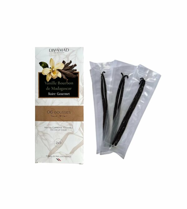 06 Gousses De Vanille Noire Gourmet Bourbon Madagascar 16 cm + </br> emballé par 2